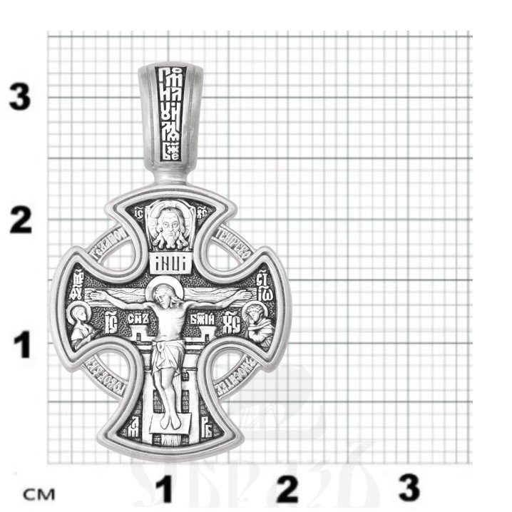 крест «распятие. ангел хранитель. казанская икона богородицы», золото 585 проба белое (арт. 201.874-3)