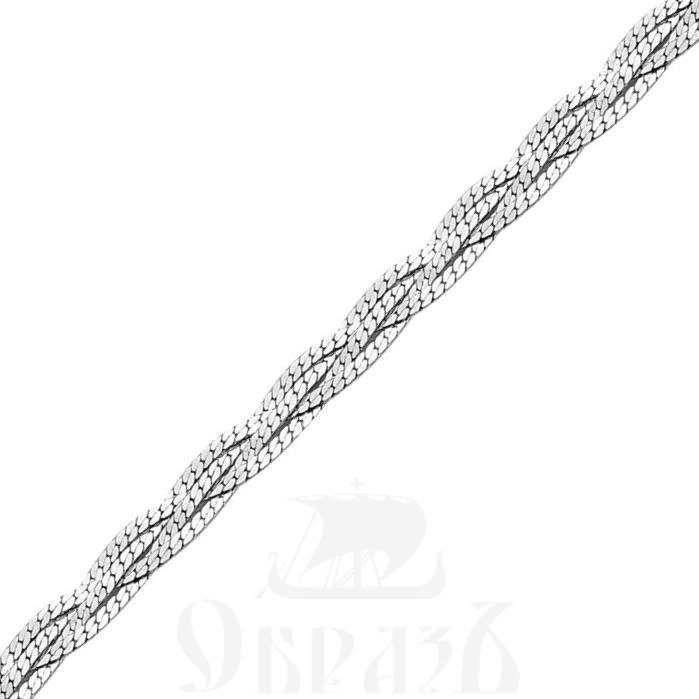 косичка из 4-х цепочек плетения "париджина" серебро 925 пробы с родиевым покрытием (арт. нц 22-062а-3 d0,40)