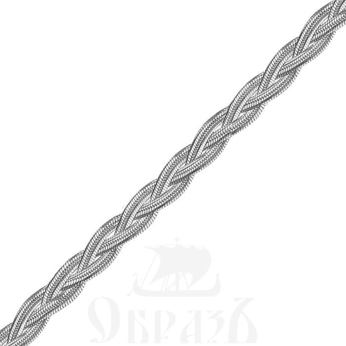 косичка из 3-х цепочек плетения "миндалина" серебро 925 пробы с родиевым покрытием (арт. нц 22-270-3 d0,35)